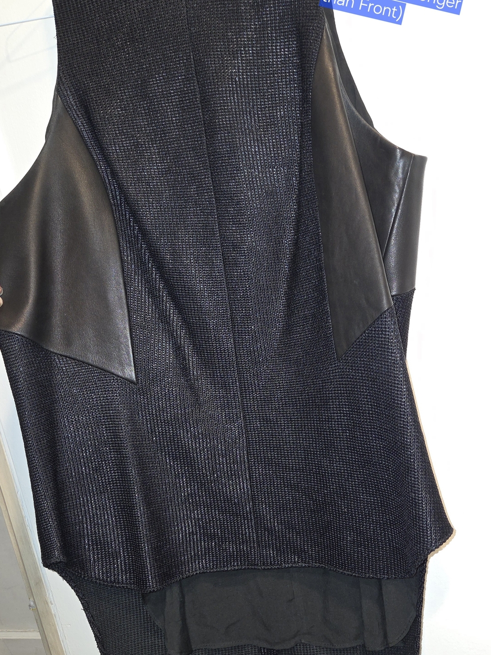 rag & bone Black Knit Tank with Leather Details